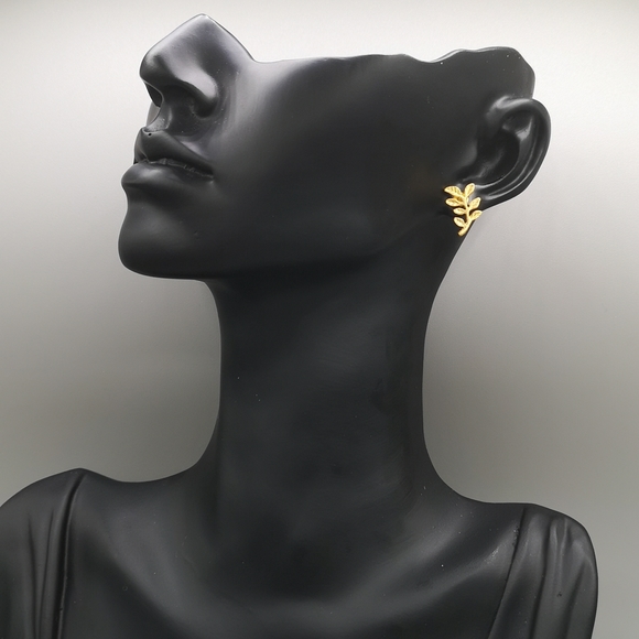 Mini Leaf Gold -Colour Earrings - Picture 2 of 6
